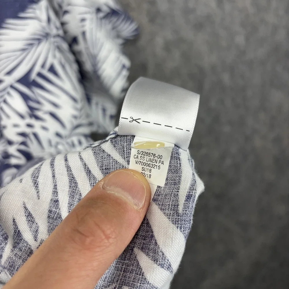 Banana Republic 100% Linen Hawaiian‎ Shirt Men's XL Camden Standard Fit Blue